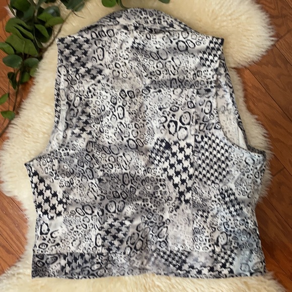 Black & Gray Houndstooth & Snakeskin Denim Vest / Small - Picture 7 of 11